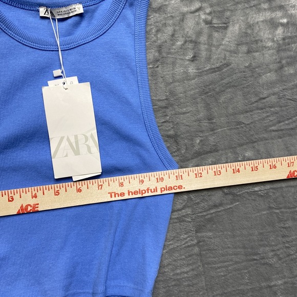 NEW Zara Sleeveless Stretch Ribbed Crop Top Women's Small Blue - Picture 3 of 10